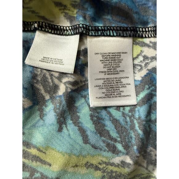 Black Label by Evan Picone Top Large Cowl Neck Sleeveless Blouse Blue Green - Picture 6 of 6